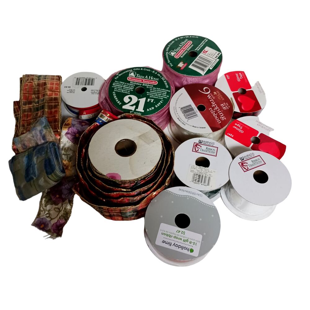 🎄🎀🎁VTG Assorted Craft Ribbon Christmas Valentine Patriotic 10 Assorted